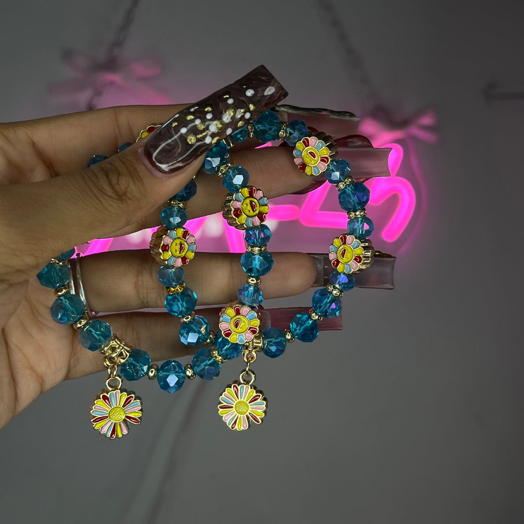 Baby Blue Kami Flower Beaded Bracelet