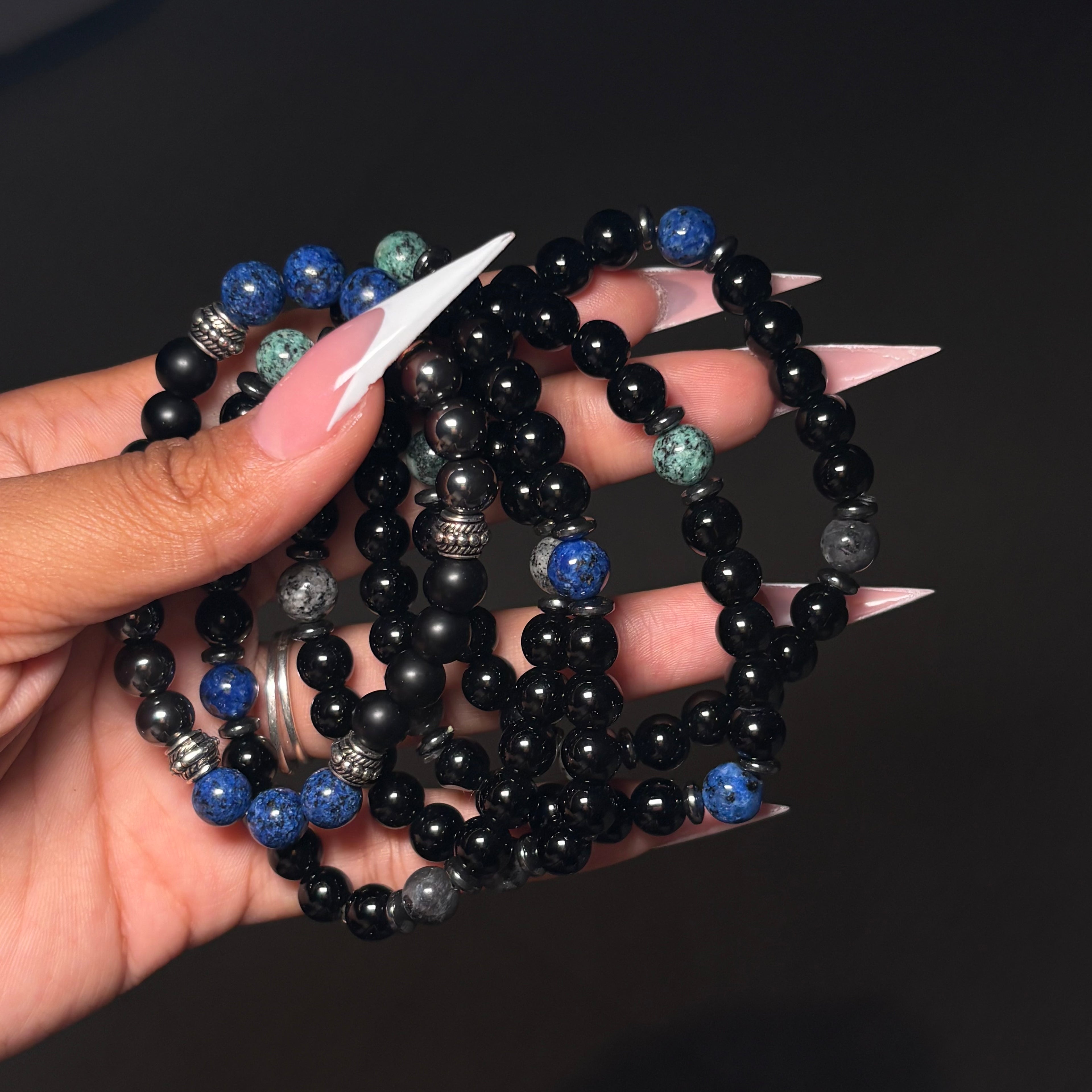 Mixed Crystal & Black Beaded Bracelet