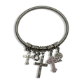 Pink & Silver Cross Spring Charm Bracelet