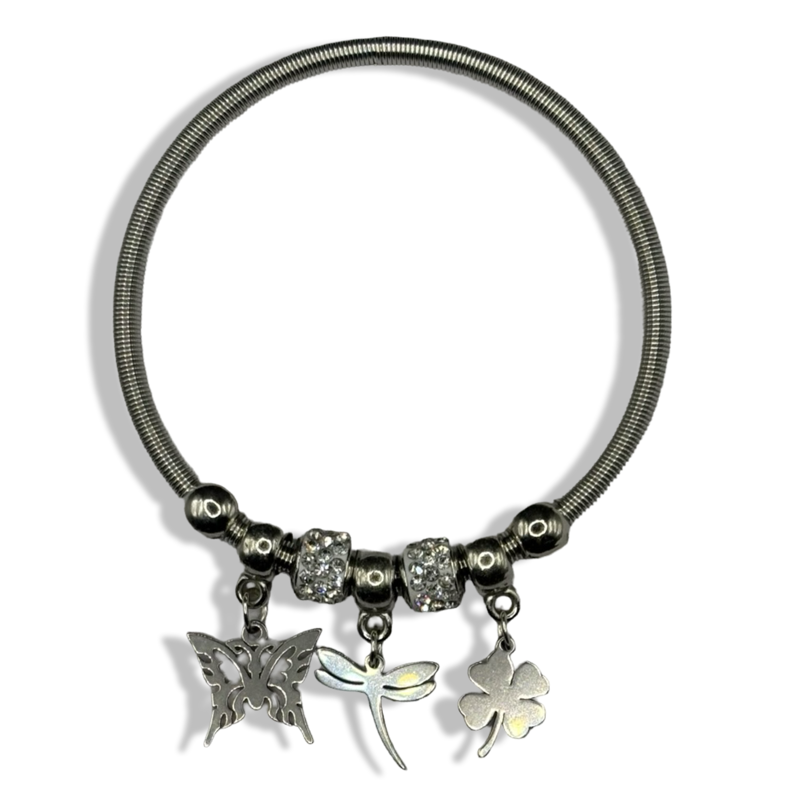 Silver Fly Girl Spring Charm Bracelet