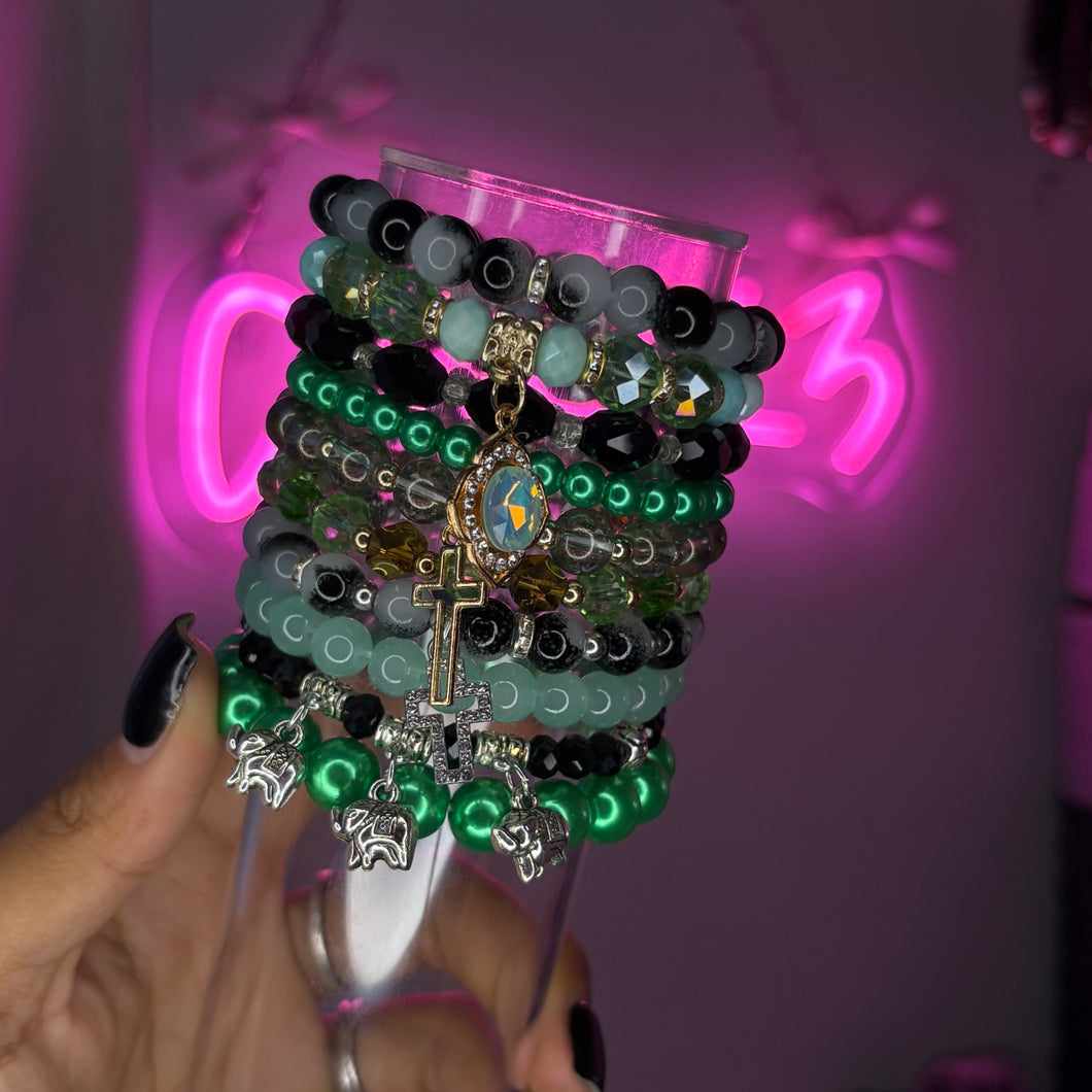 Goblin 💚🕷️ 10PC Meg Stack (Beaded Bracelet Set)