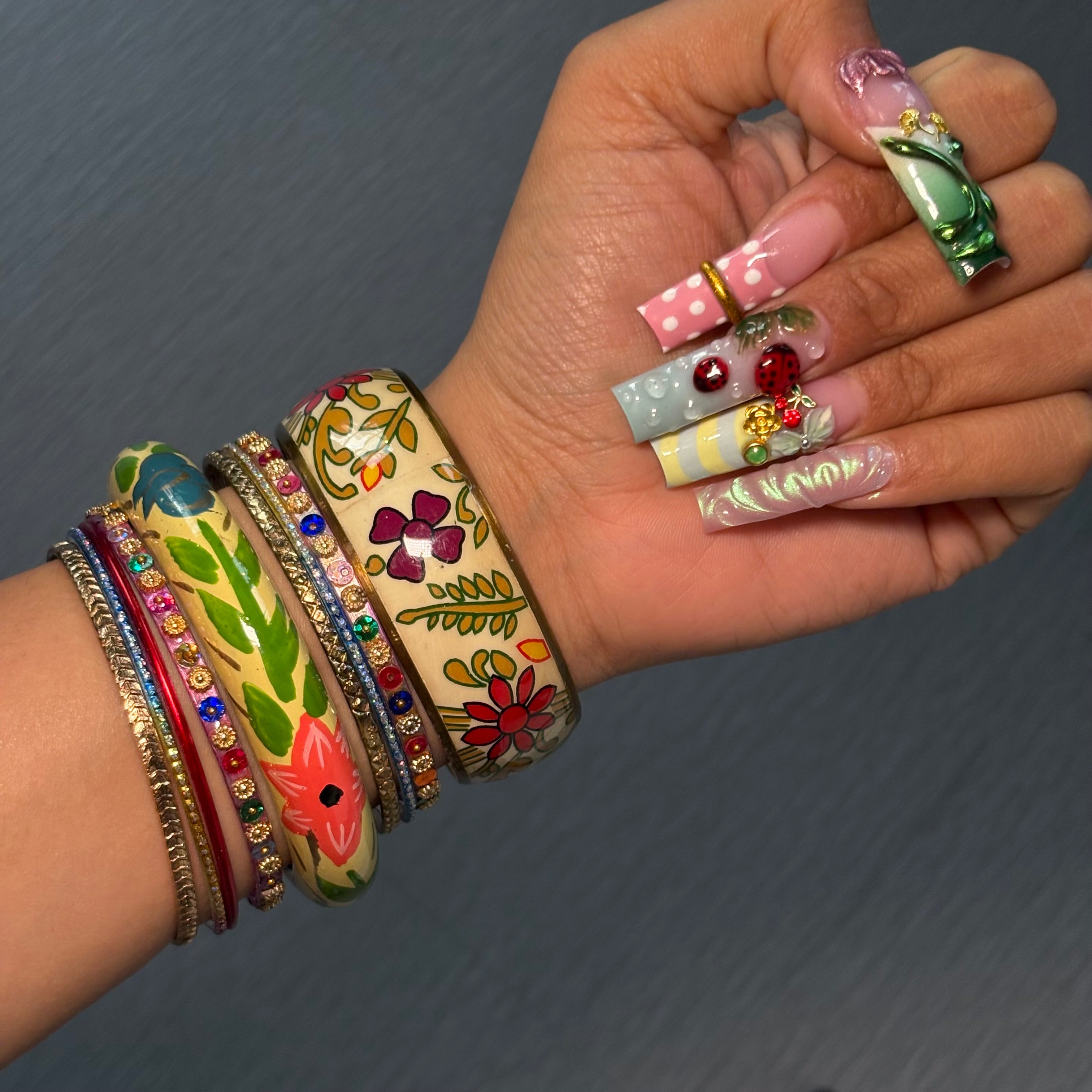 Painted Fleur Bangle Stack