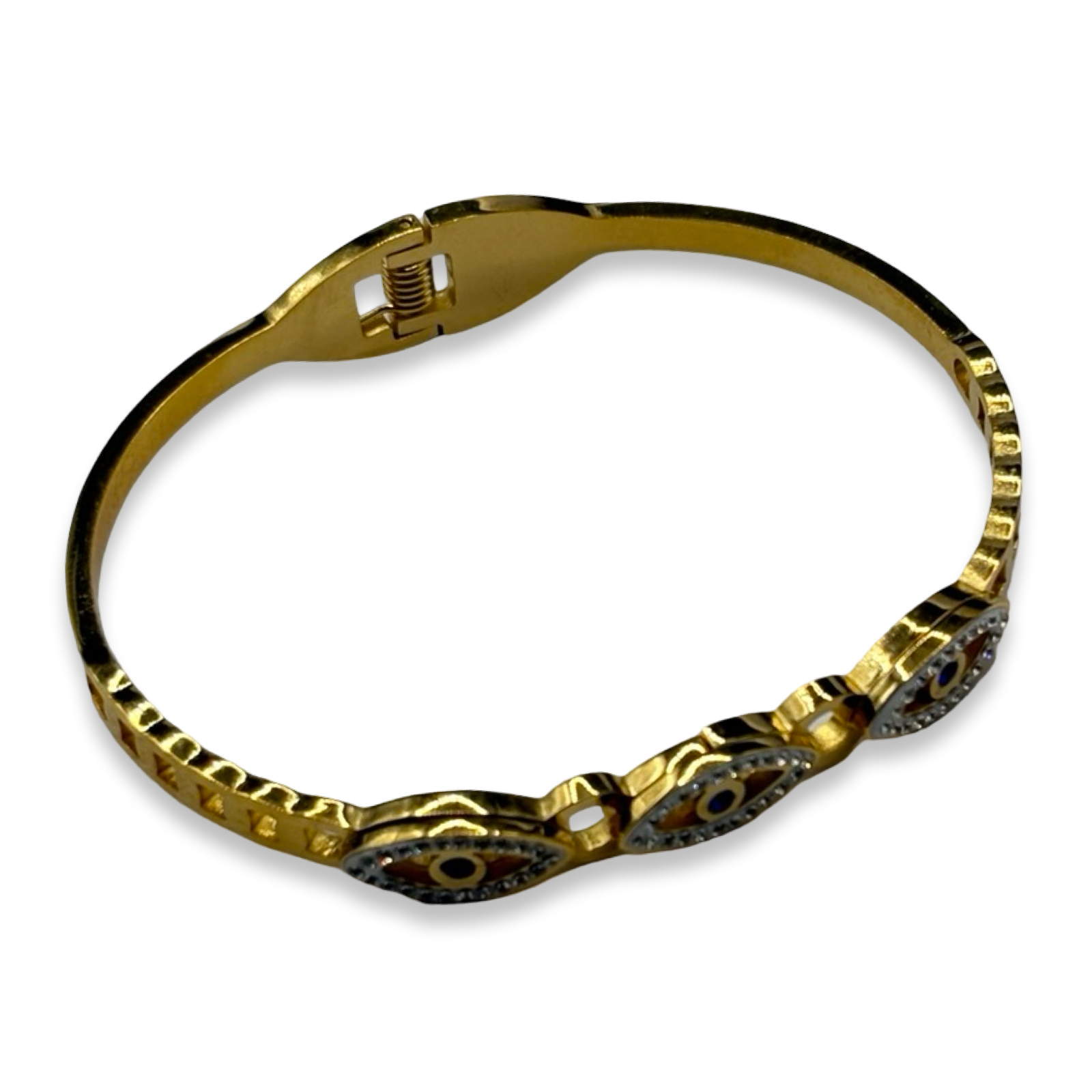 Gold Evil Eye Diamond Bangle