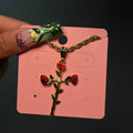Gold XL Rose Thorn Cross Necklace