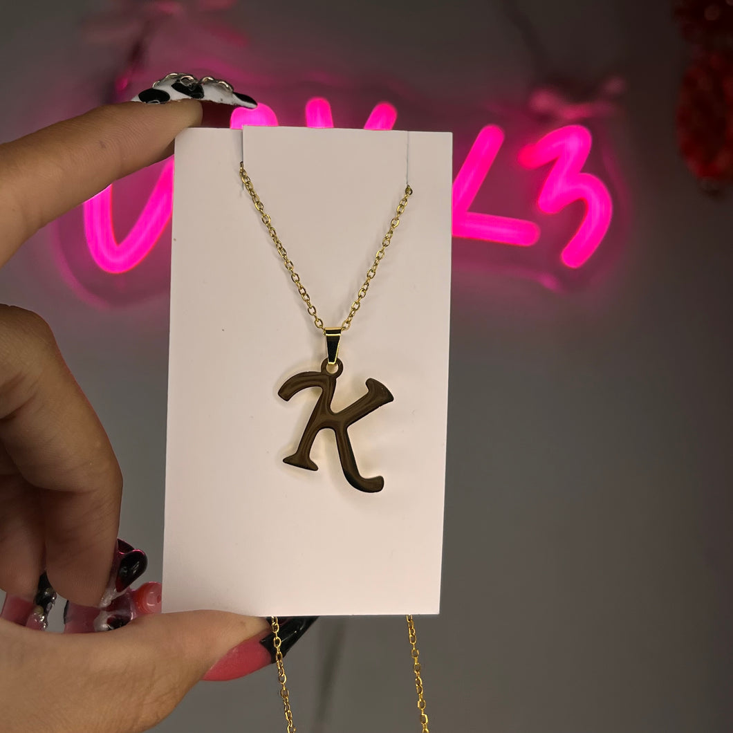 Gold K Initial Necklace