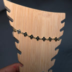 Gold & Black Diamond Dainty Klover Anklet
