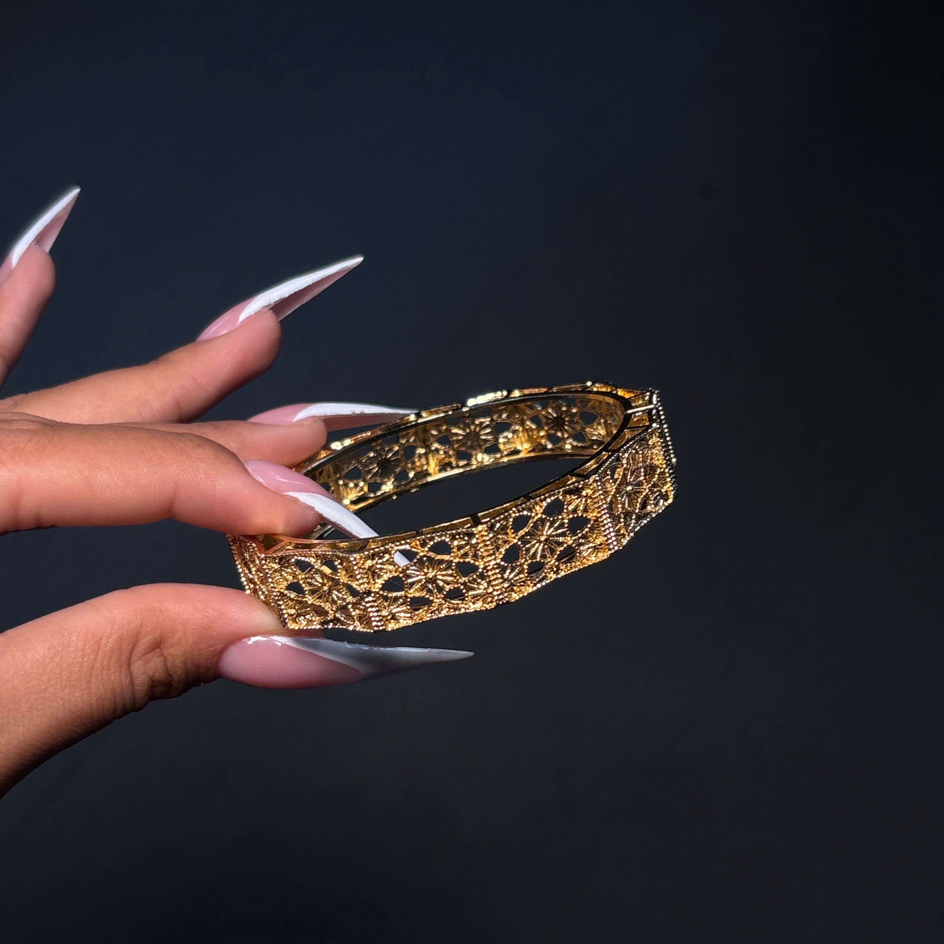 Gold Starburst Chunky Bangle