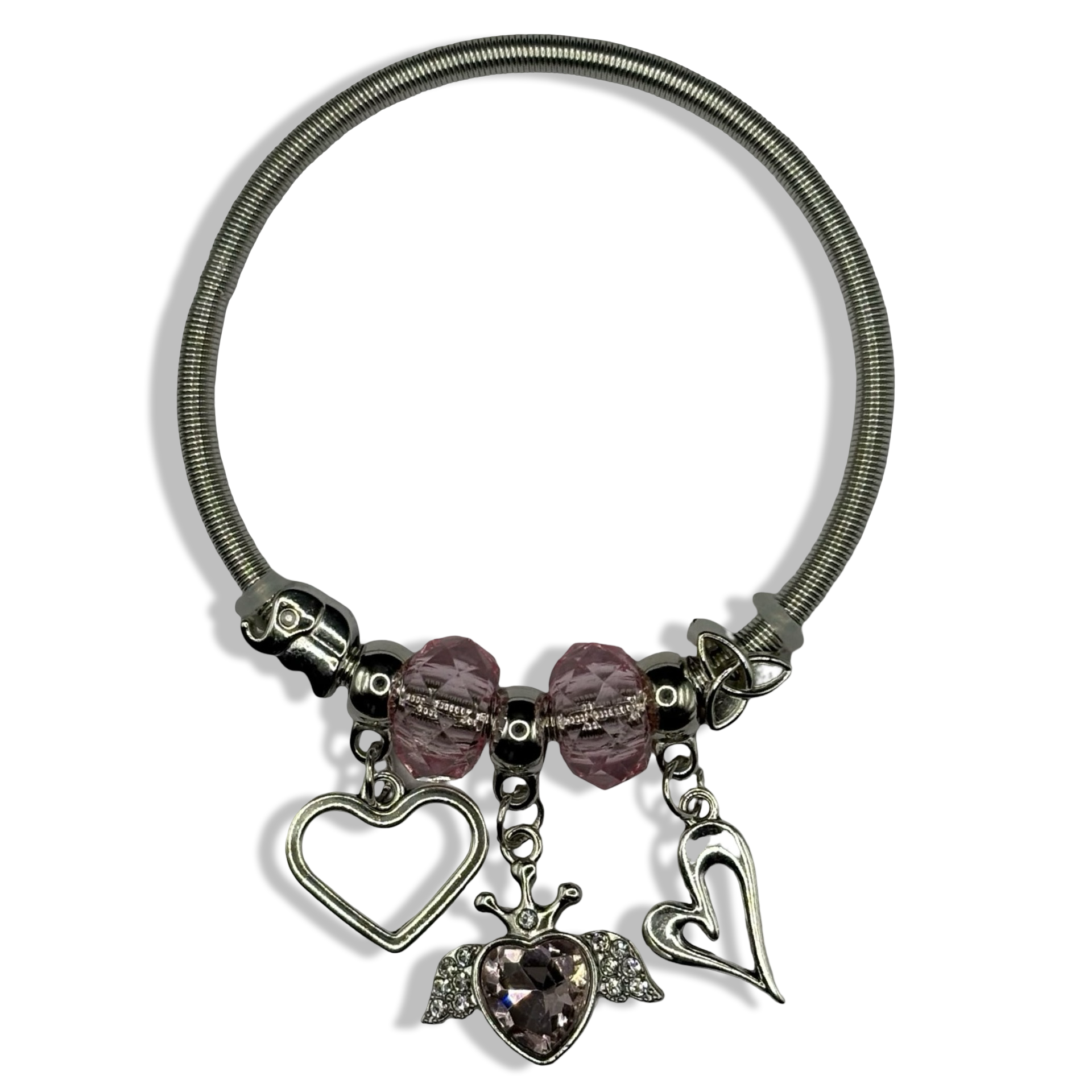 Pink & Silver Princessa Spring Charm Bracelet