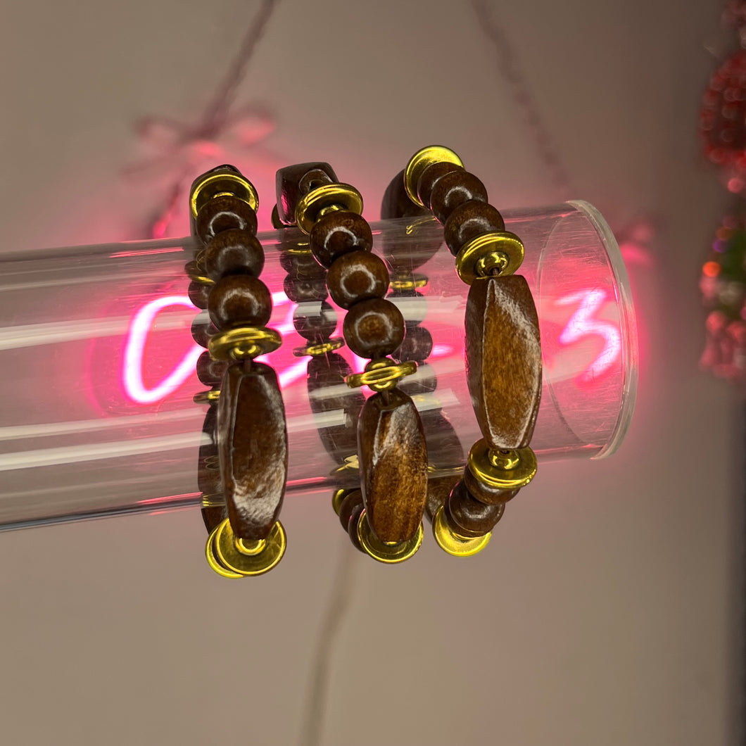 Brown & Gold Earthy Babe Beaded Bracelet