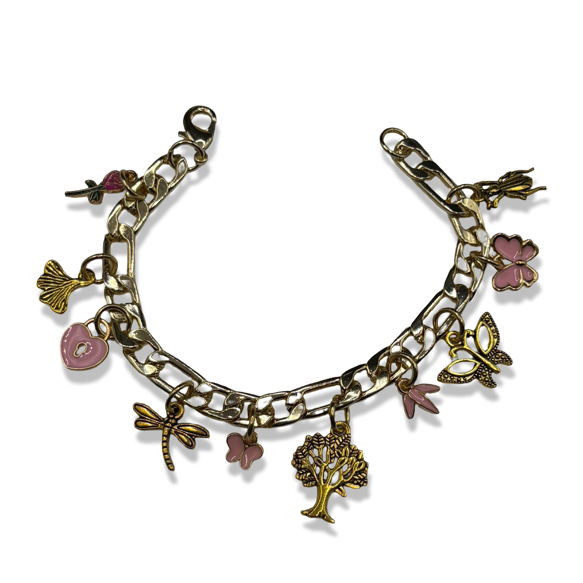 Gold Blossom 🌸Figaro Charm Bracelet