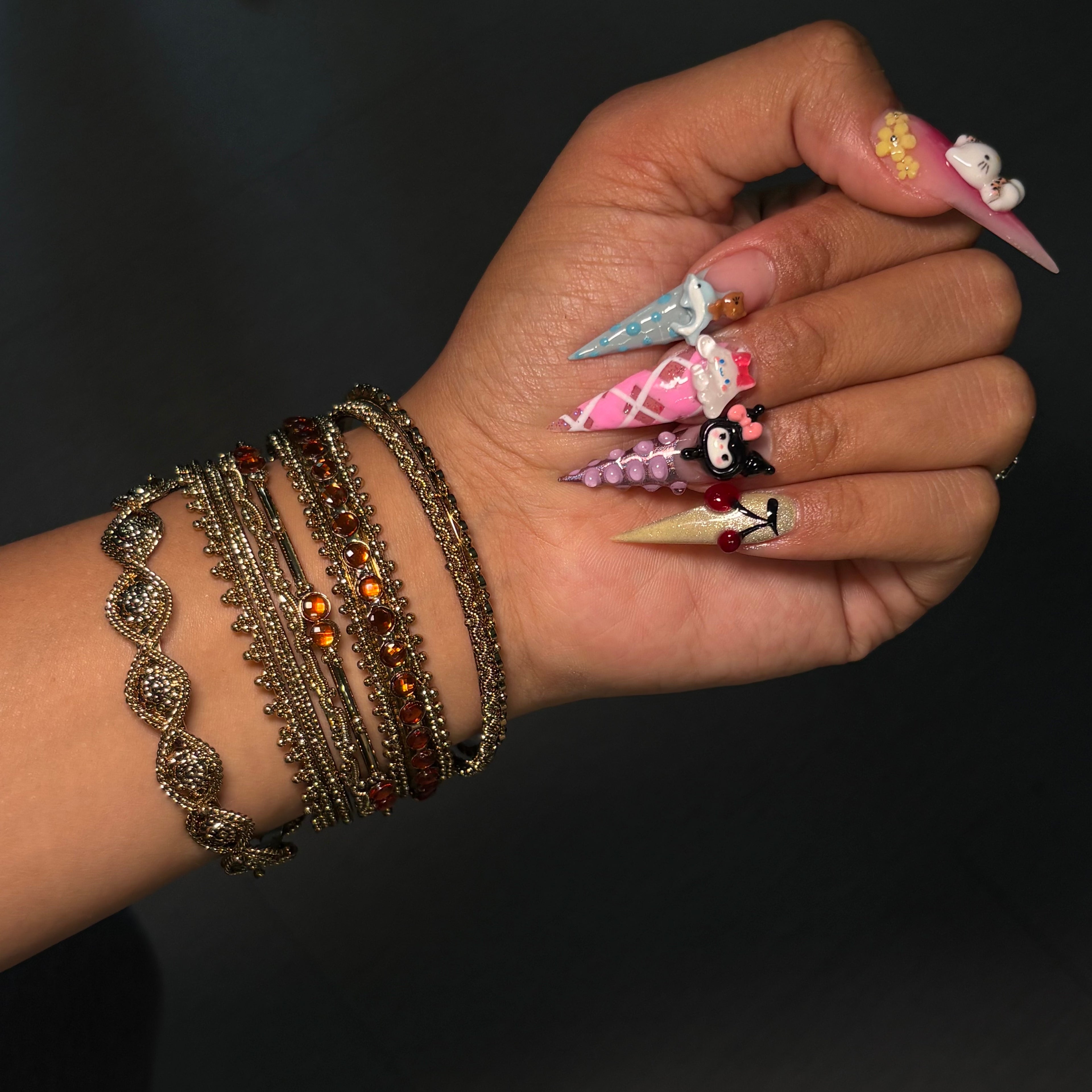 Gold Lilly Bangle Stack