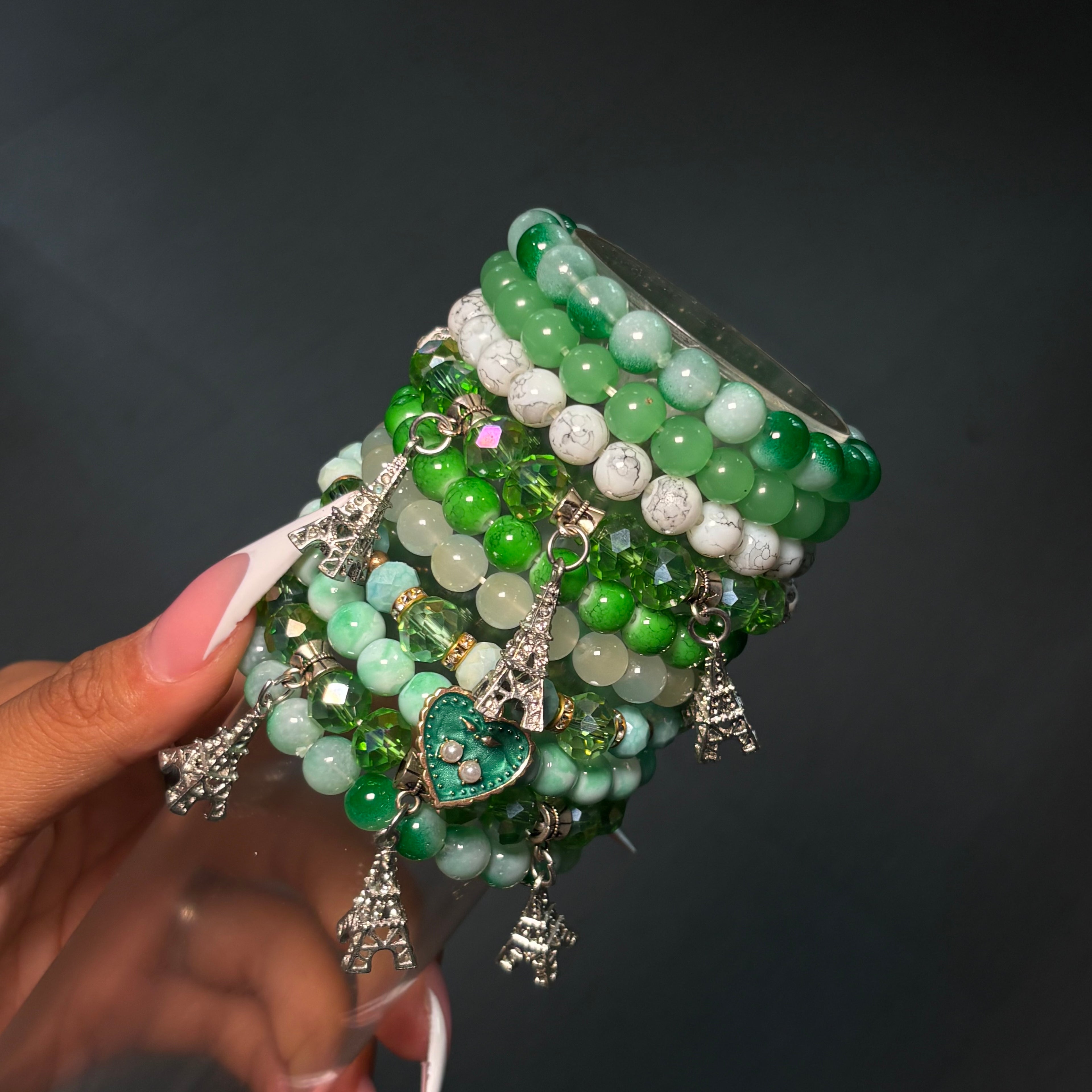Green 🍀 10PC Beaded Mega Stack