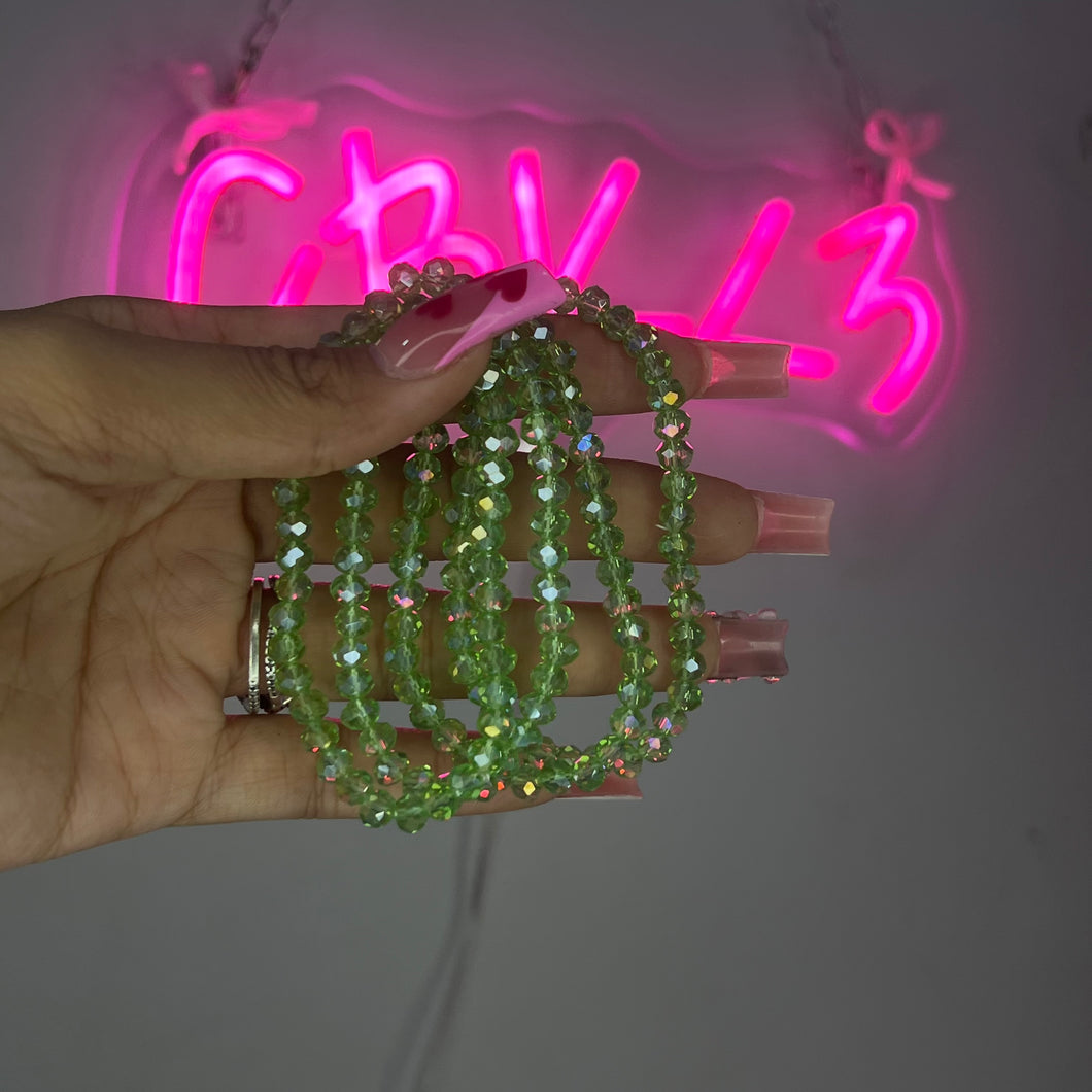 Green 4mm Sparkle Basic Beaded Bracelet