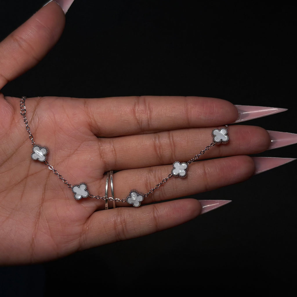 Silver & White Mini Lucky Gal Klover Bracelet