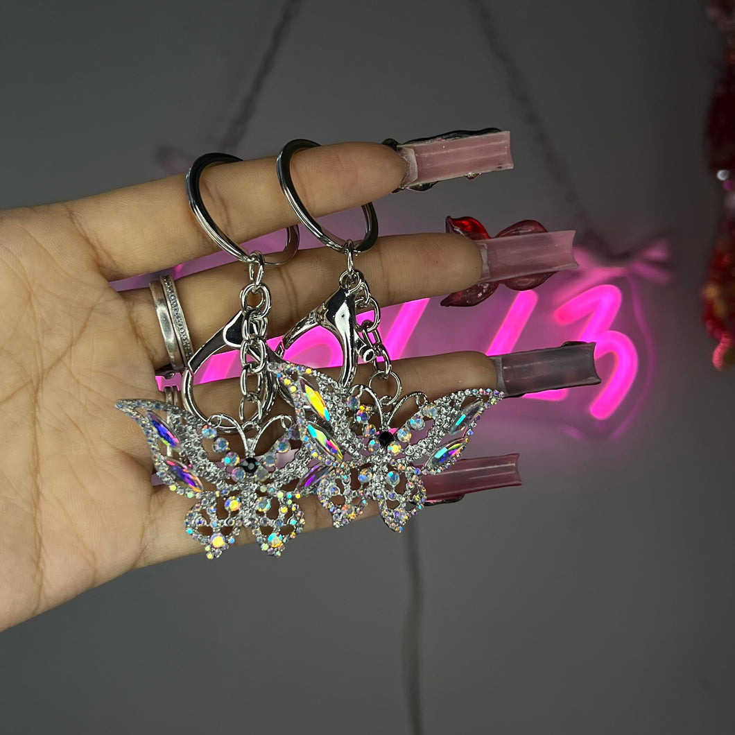 Silver Mariposita Gem Keychain/Purse Charm