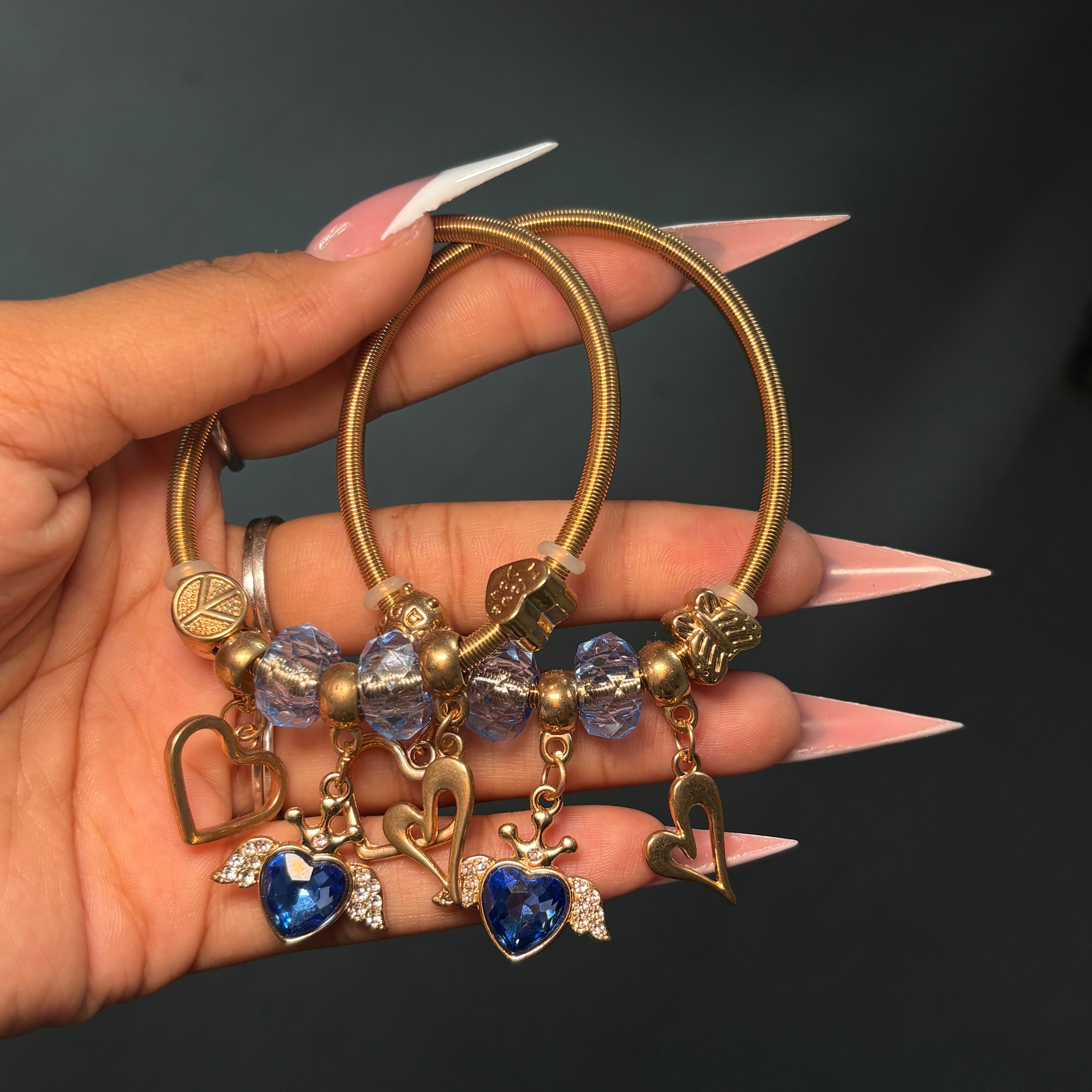 Blue & Gold Princessa Spring Charm Bracelet