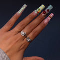 Silver Diamond Mini Flutter #3 Ring SZ 7