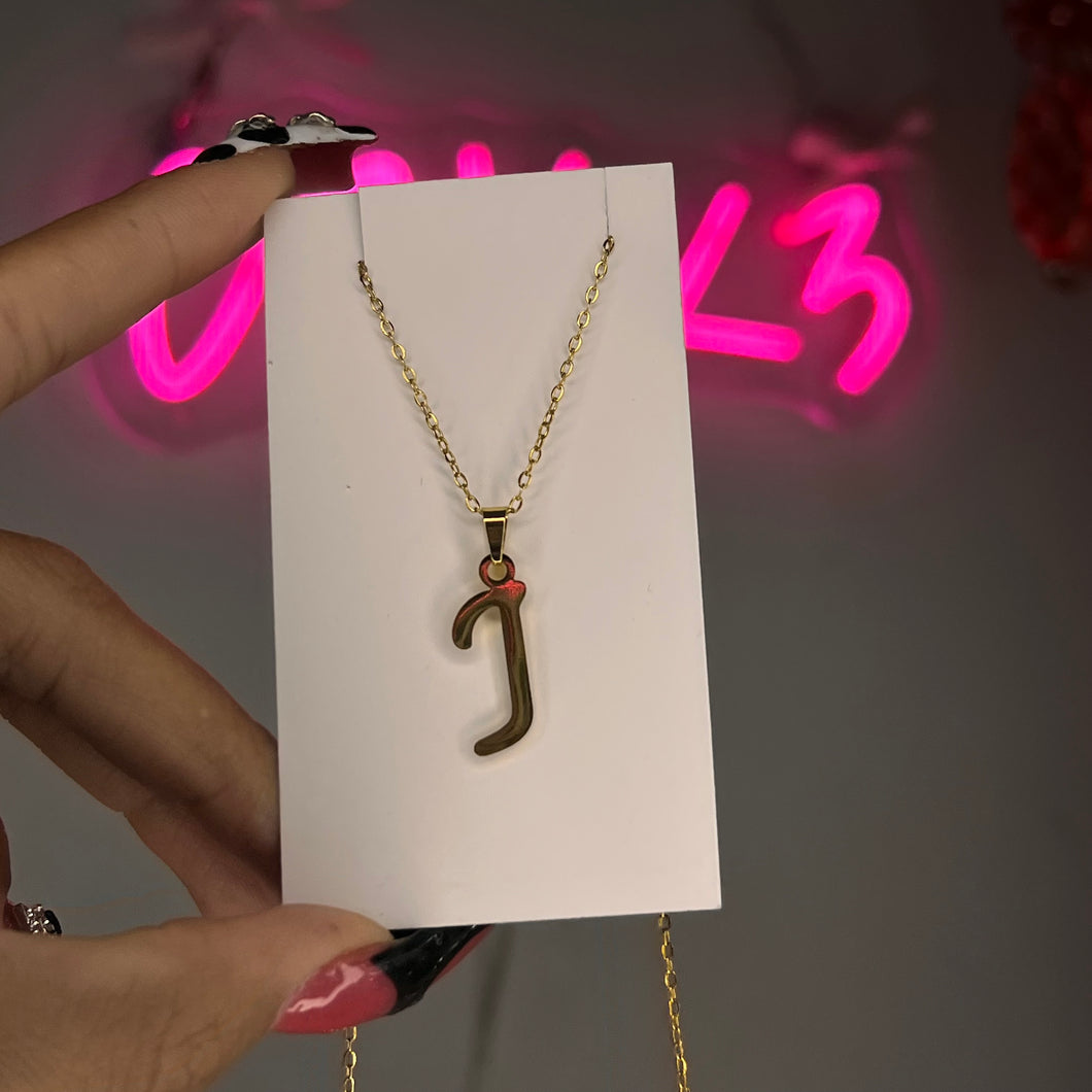 Gold J Initial Necklace