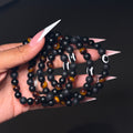 Black & Brown Matte Evil Eye Beaded Bracelet