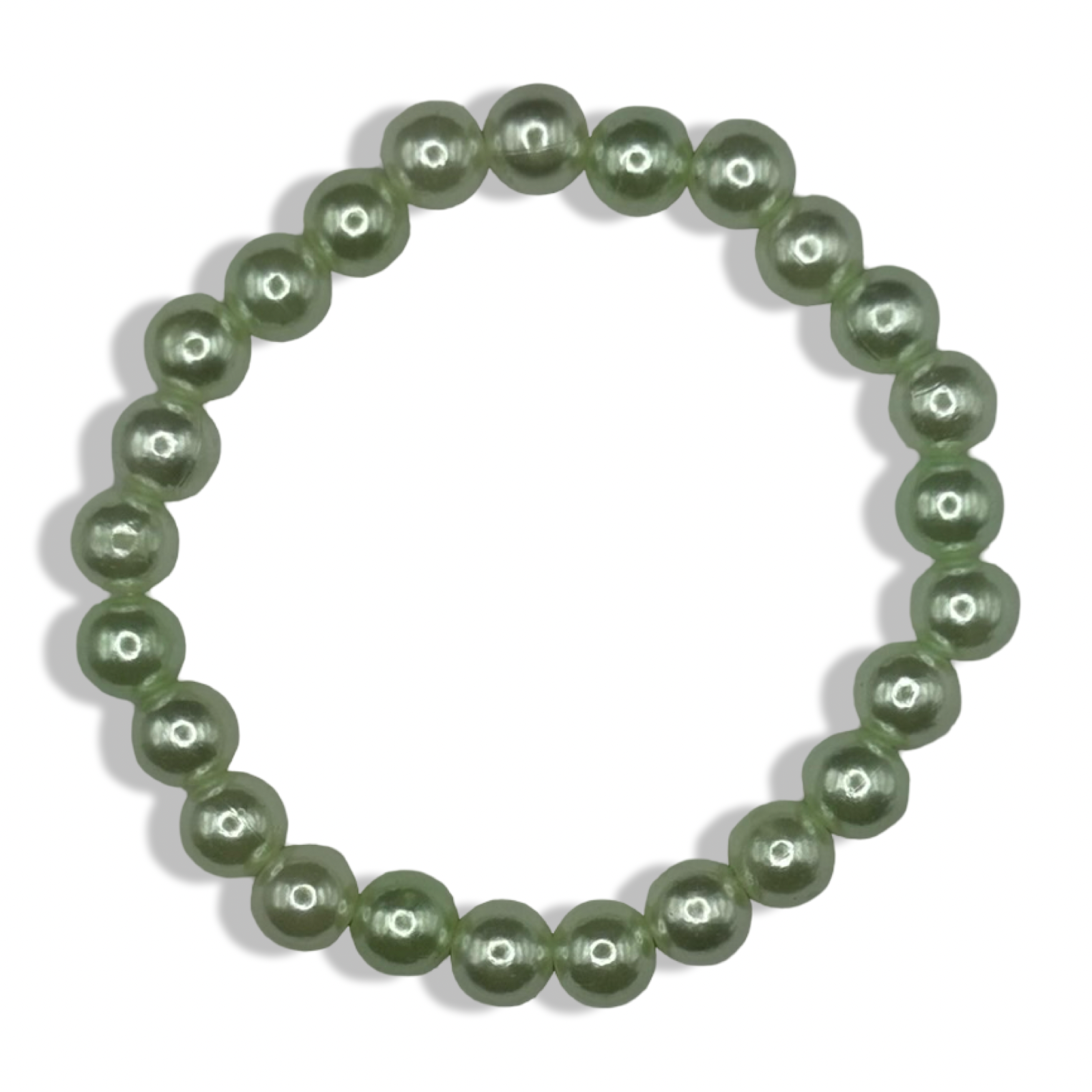 Green 8mm Pearl Basic Beaded Bracelet