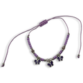 Purple n Silver 3 Butterfly Adjustable String Bracelet