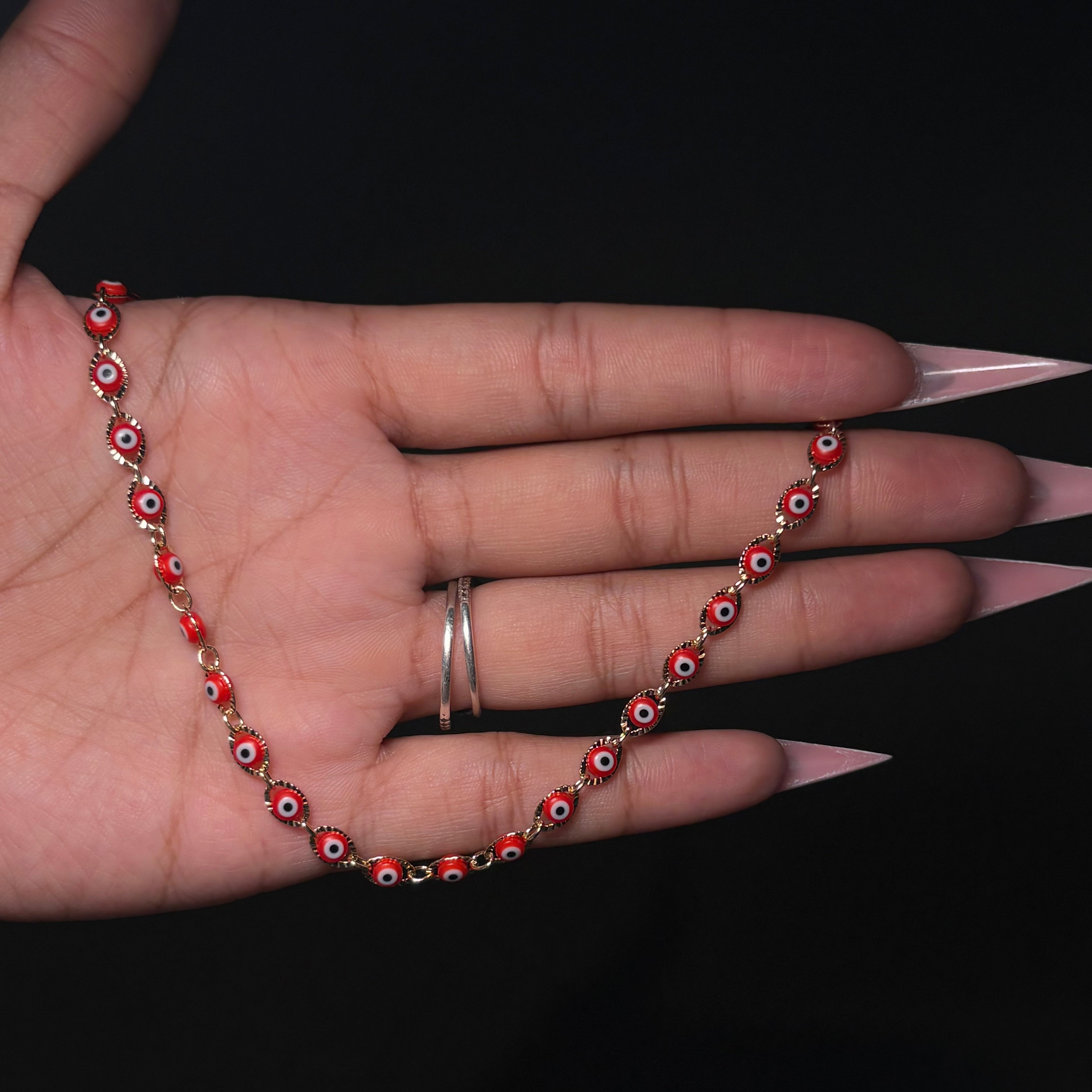 Gold & Red Mal de Ojo Anklet