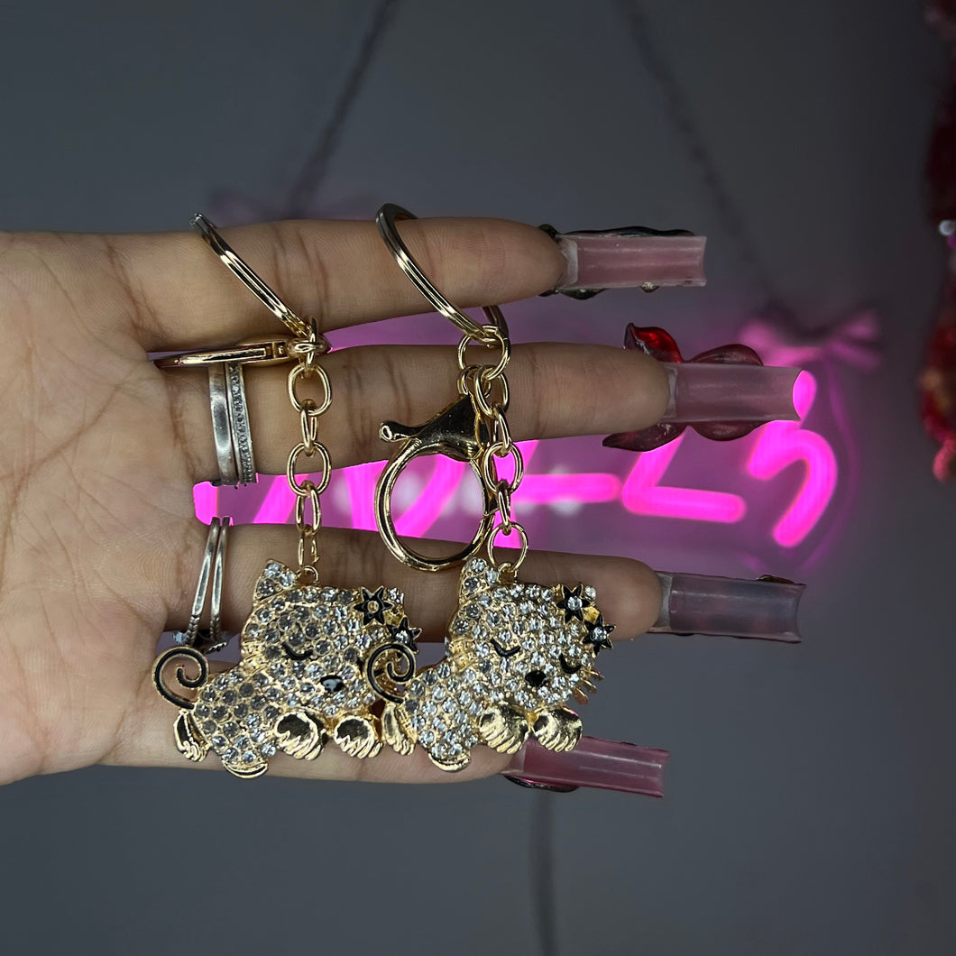 Black & Gold Star Kitty Keychain/Purse Charm