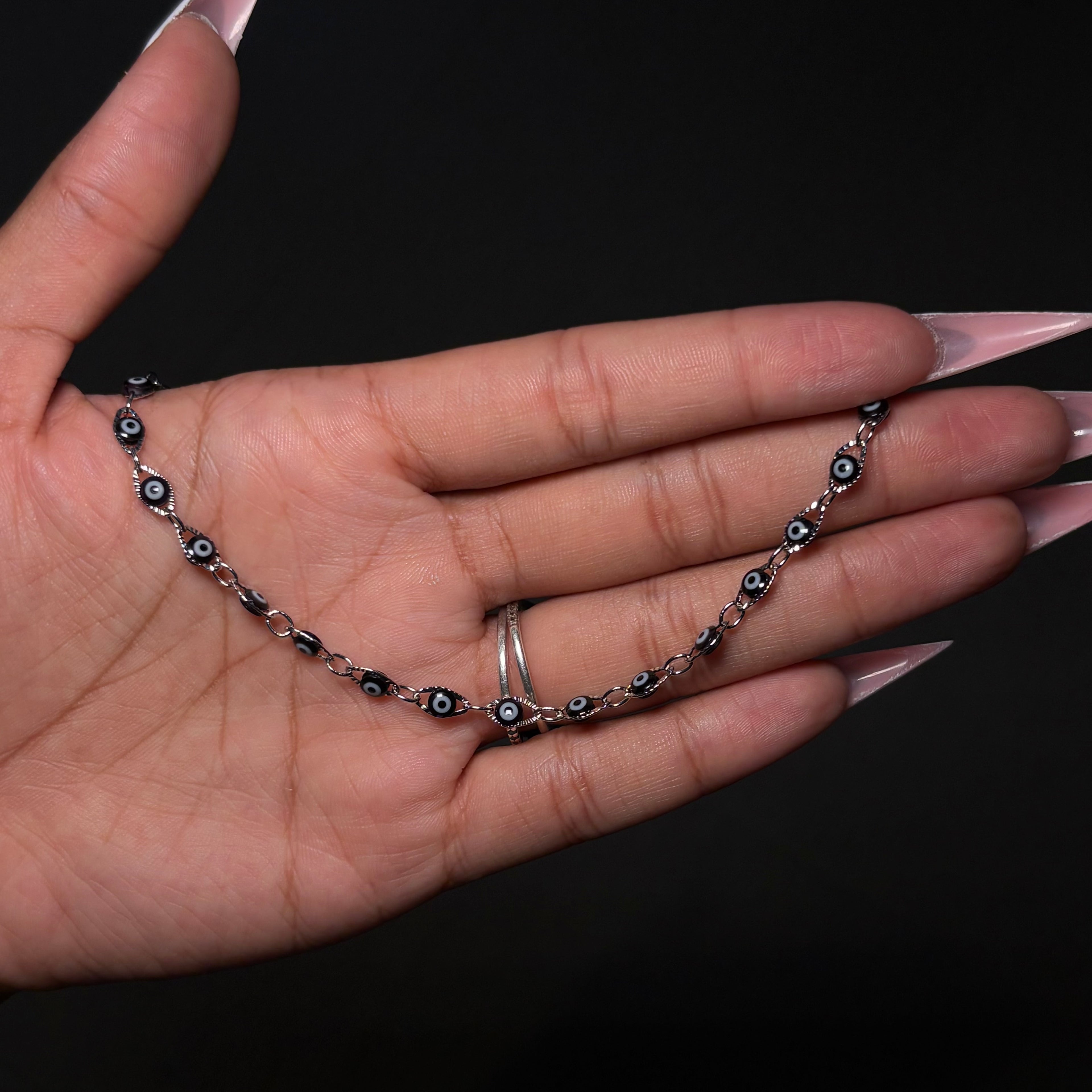 Silver & Black Mal de Ojo Tennis Bracelet