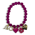Gold & Hot Pink 4 Charm Love Bracelet