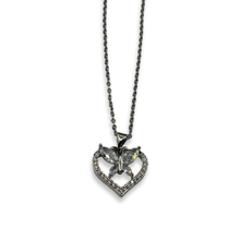 Load image into Gallery viewer, Silver Mariposita Heart Diamond Dainty Necklace
