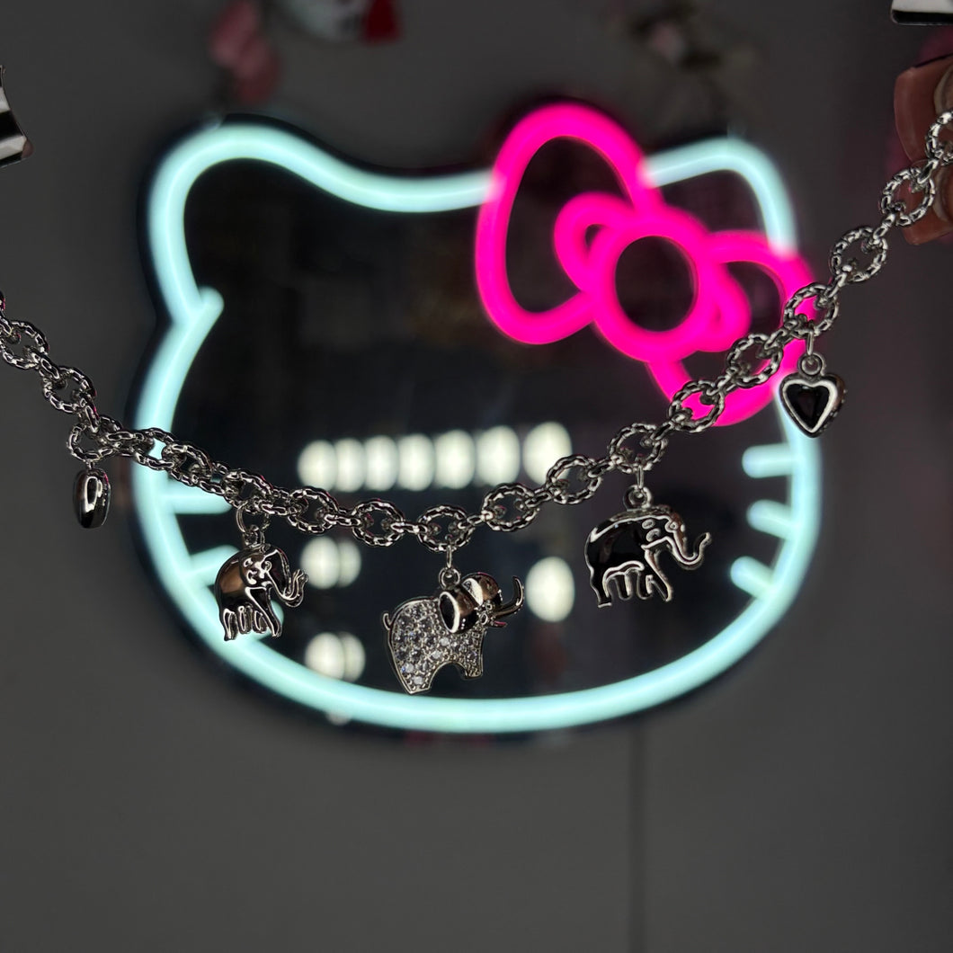 Silver Elephant Diamantè Charm Bracelet