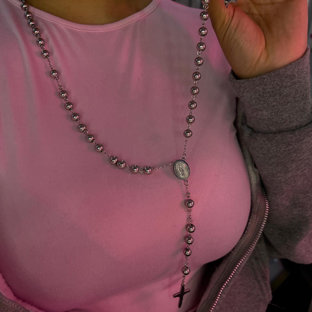 Silver Large Rosary (Non Tarnish)
