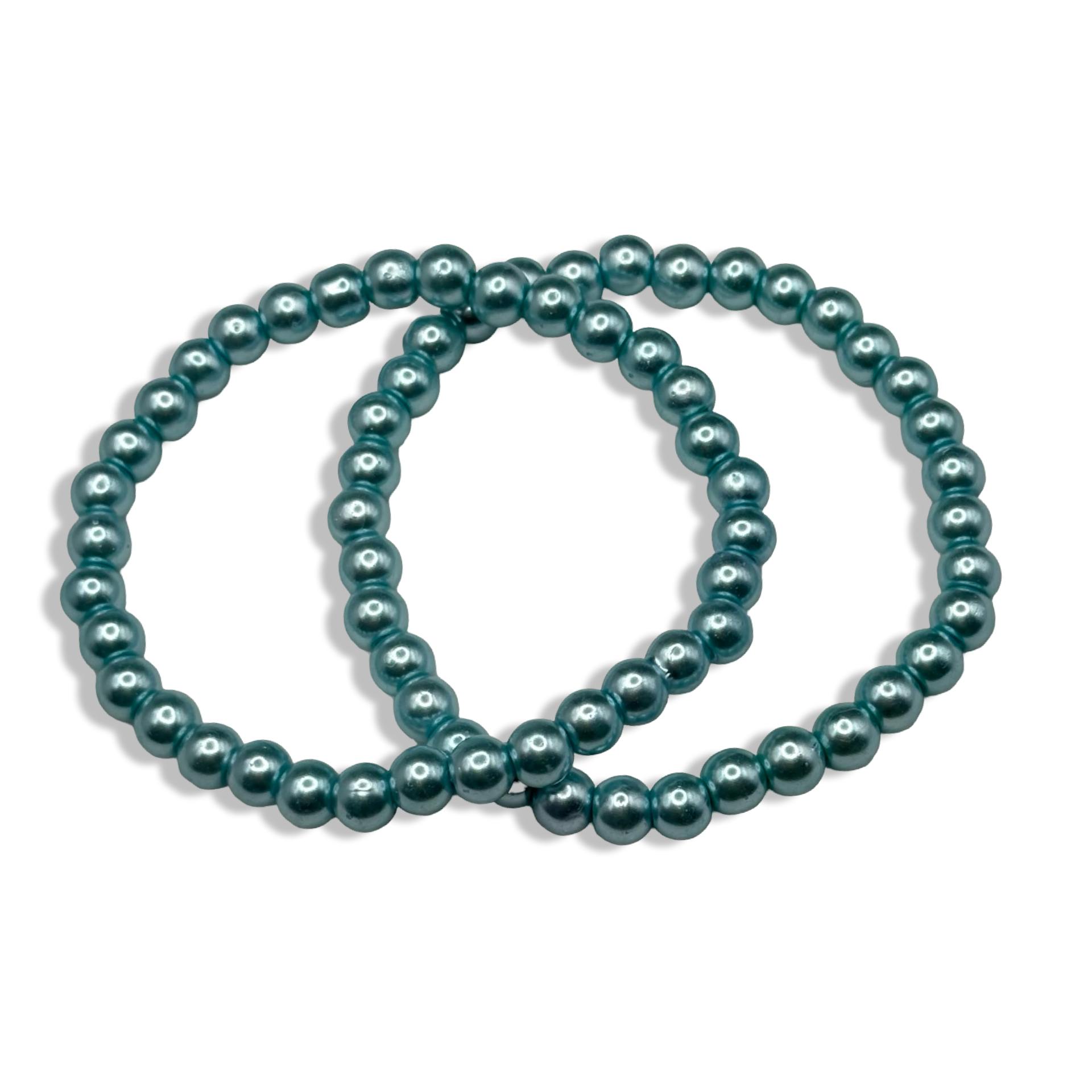 Blue 4mm Pearl Basic Beaded Bracelets (2PC)