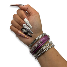 Load image into Gallery viewer, Silver &amp; Pink Sweetheart Bangle Stack
