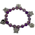 Purple & Silver Crackle Butterfly Beaded Bracelet