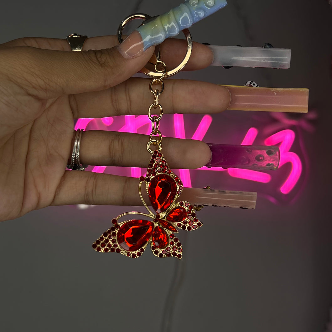 Red Mariposa Gem Keychain/Purse Charm