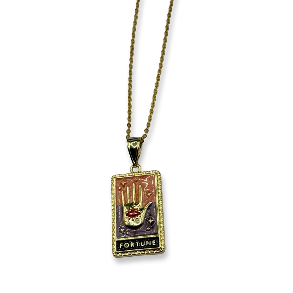Gold Diamond Fourtune Card Necklace