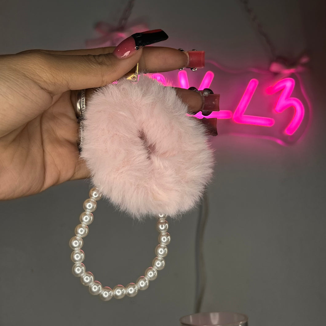 Pink Pearl Pom Pom Keychain/ Purse Charm