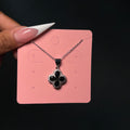 Silver & Black Diamantè Klover Necklace