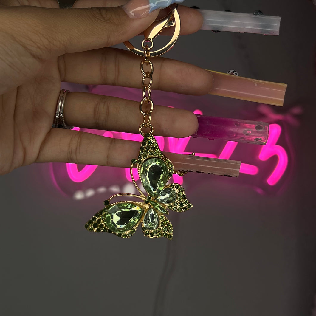 Green Mariposa Gem Keychain/Purse Charm