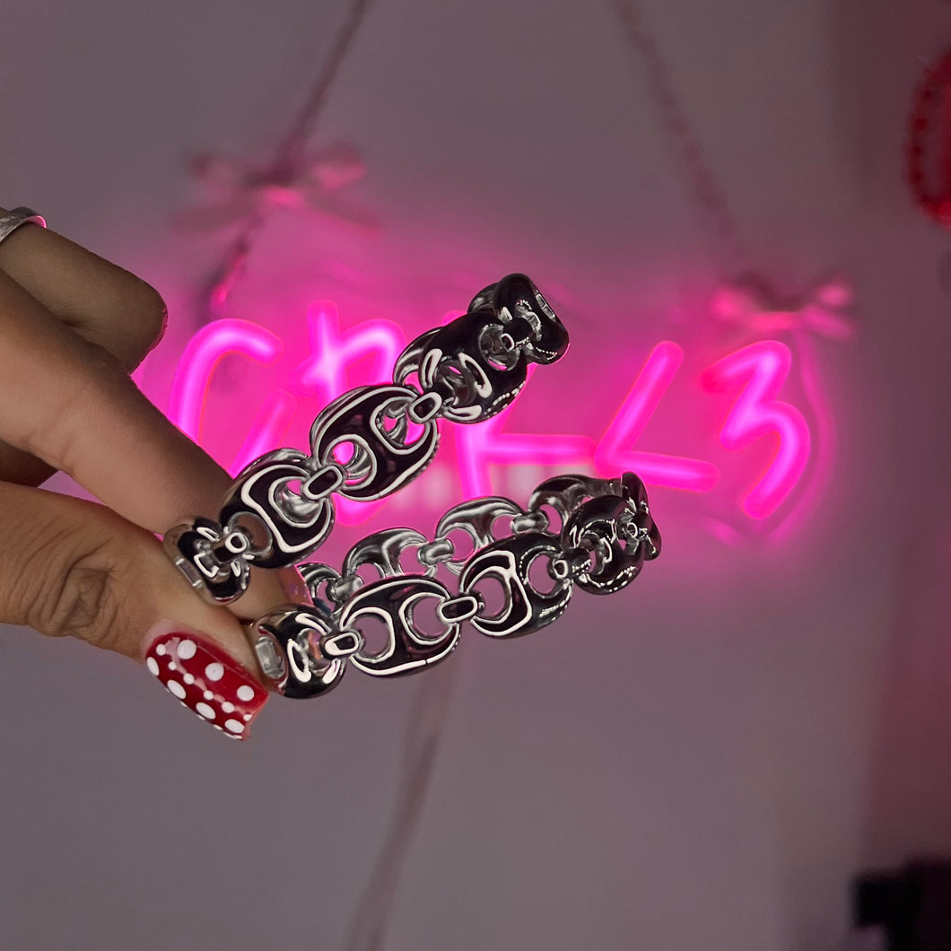 Silver Link Up Plane Jane Bangle