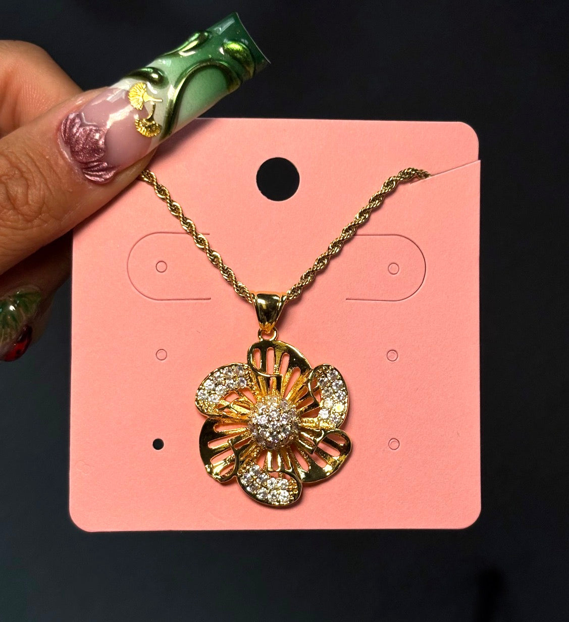 Gold Diamond Fleur Necklace