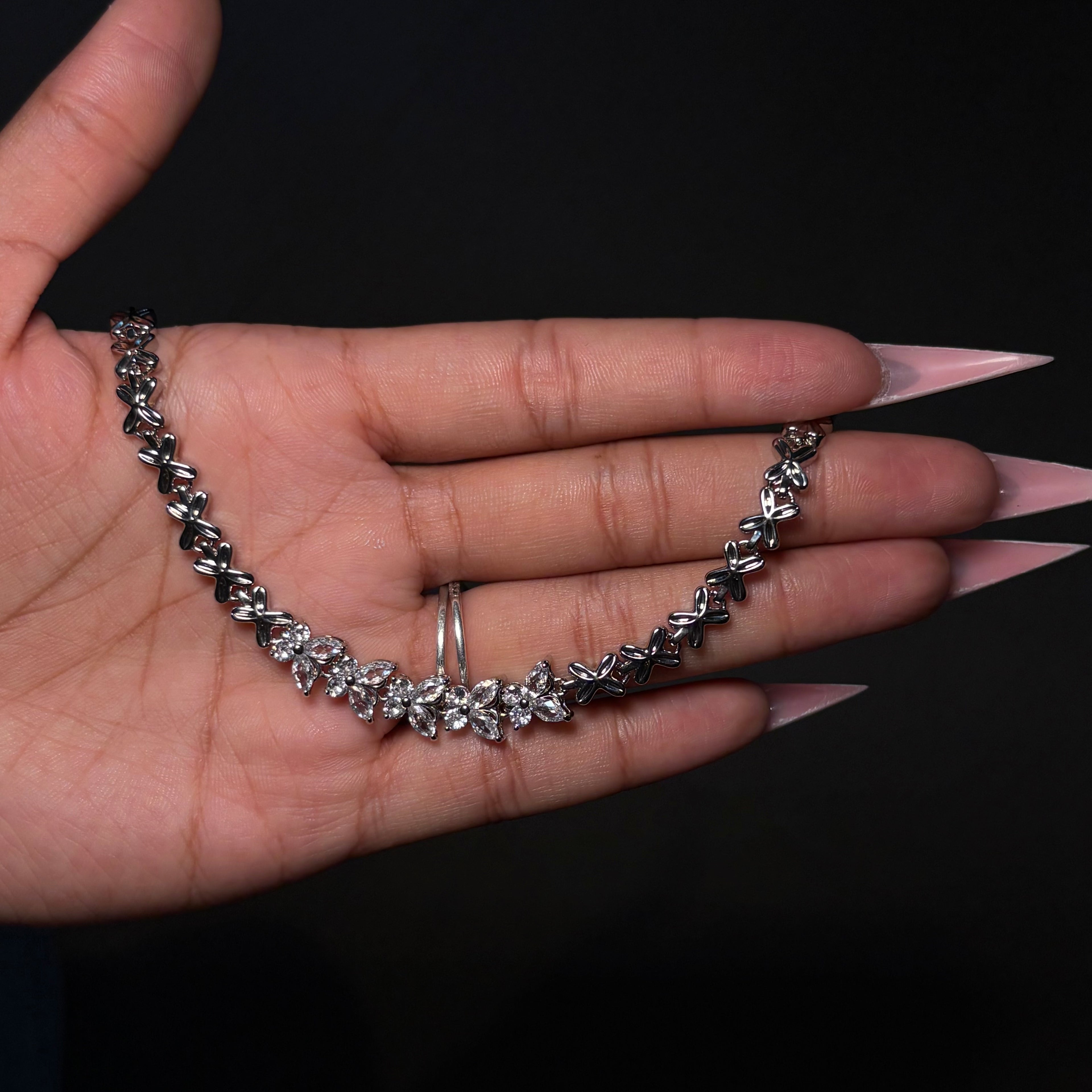Silver Diamond Flutter Tennis Bracelet