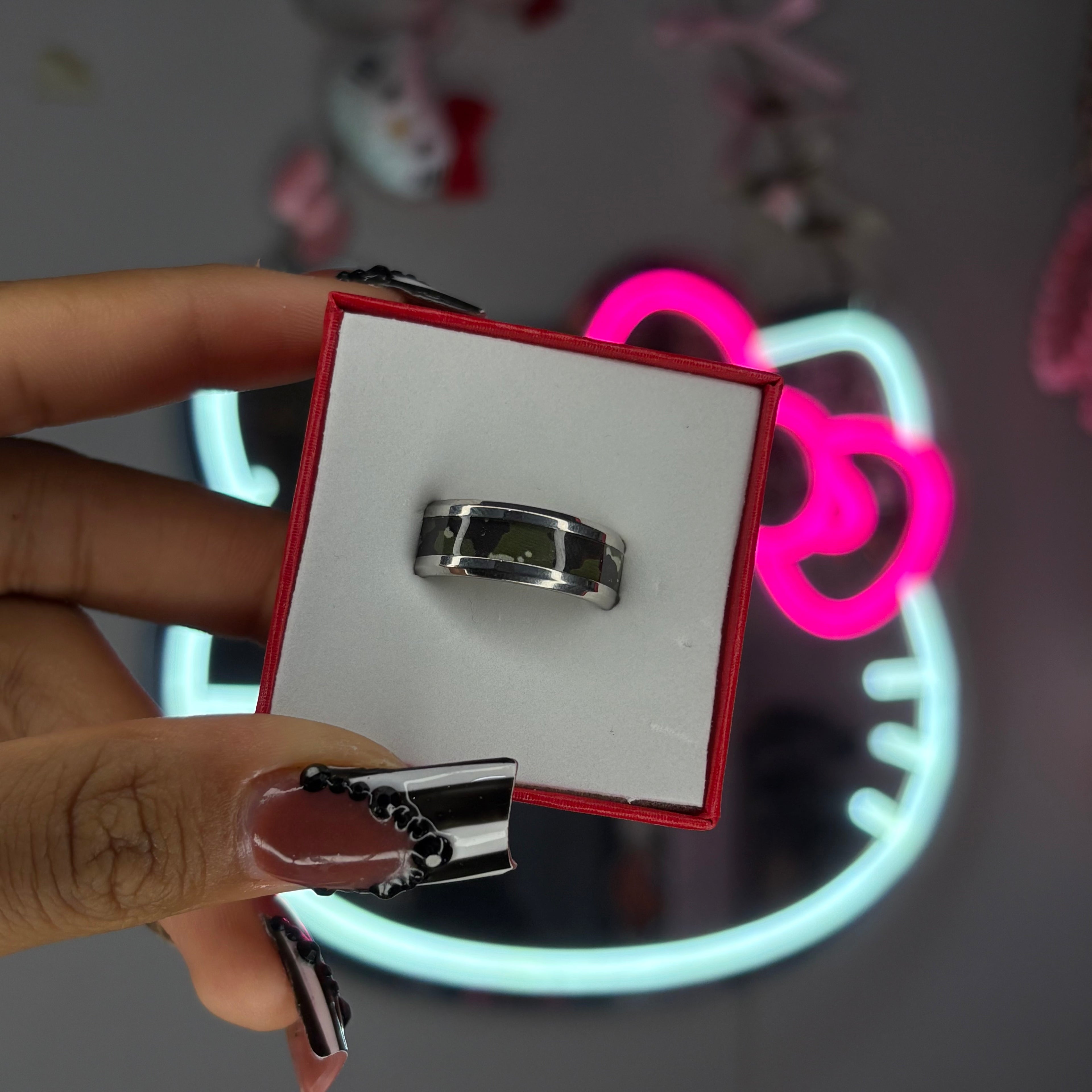 Silver Army Fatigue Band Ring SZ 9