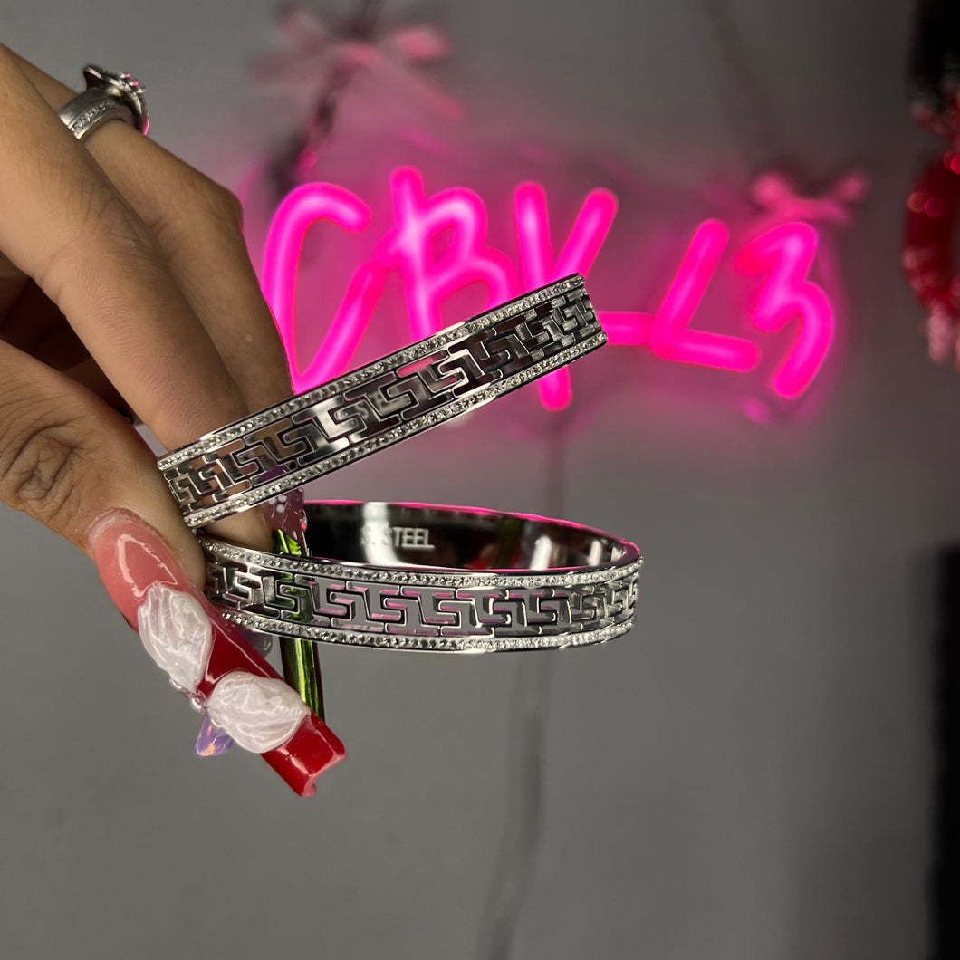 Silver Maze Diamond Bangle