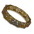 Gold Tri-Tone Starburst Chunky Bangle