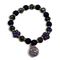 Purple & Silver Blossom Beaded Bracelet