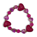 Hot Pink Candy Hearts Beaded Bracelet