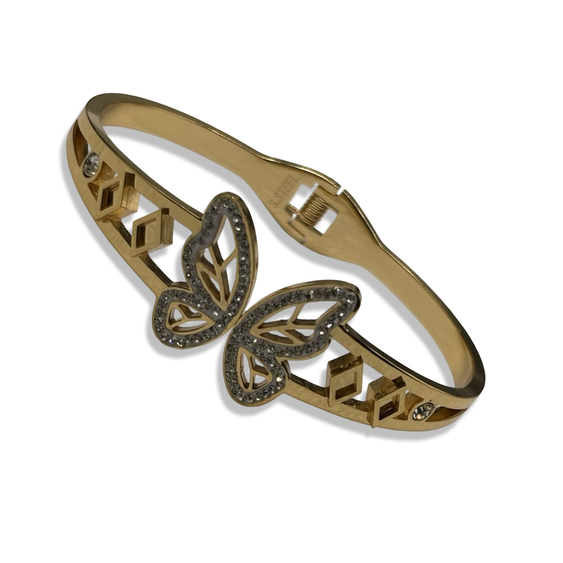 Gold Diamond Flutter Cuff (Opens Between Wings)
