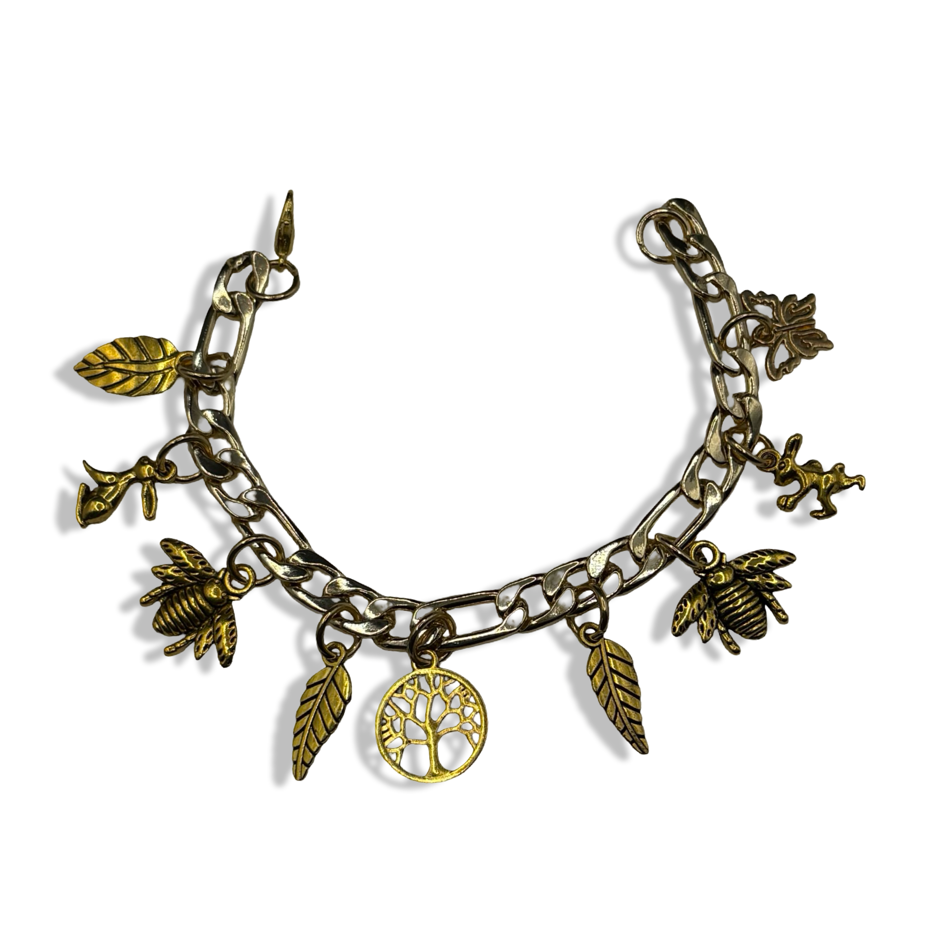 Gold Giardino 🌱 Figaro Charm Bracelet